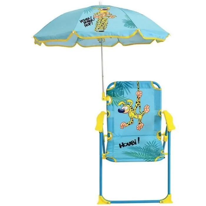 MARSUPILAMI Chaise pliante avec parasol ± chaise 53 x 39 x 39 cm, parasol ø 65 cm pour enfant-0