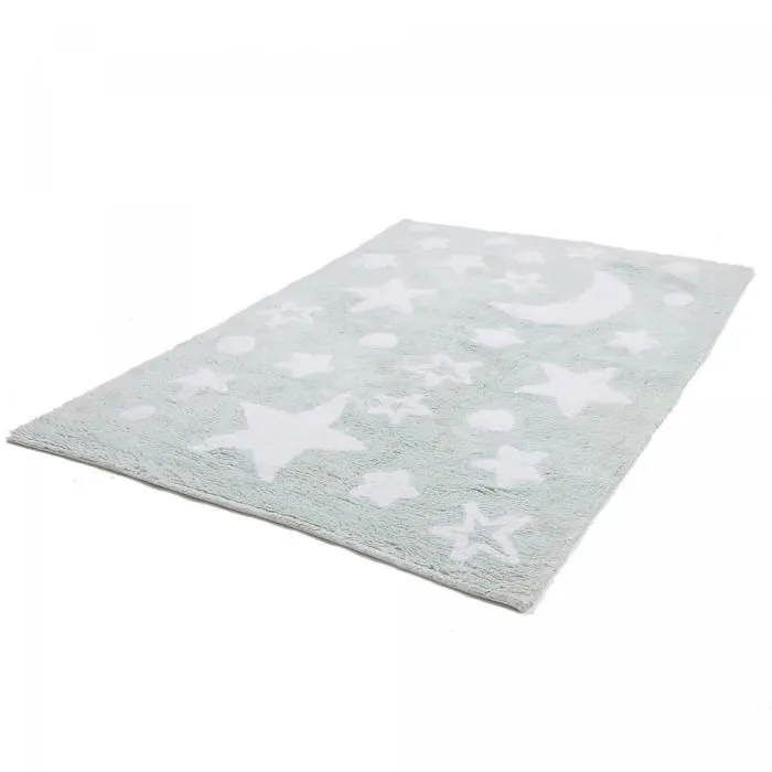Tapis enfant - 80x140 cm - GOOD NIGHT 100% BIO Vert - Coton- Lavable 30° - UN AMOUR DE TAPIS-2