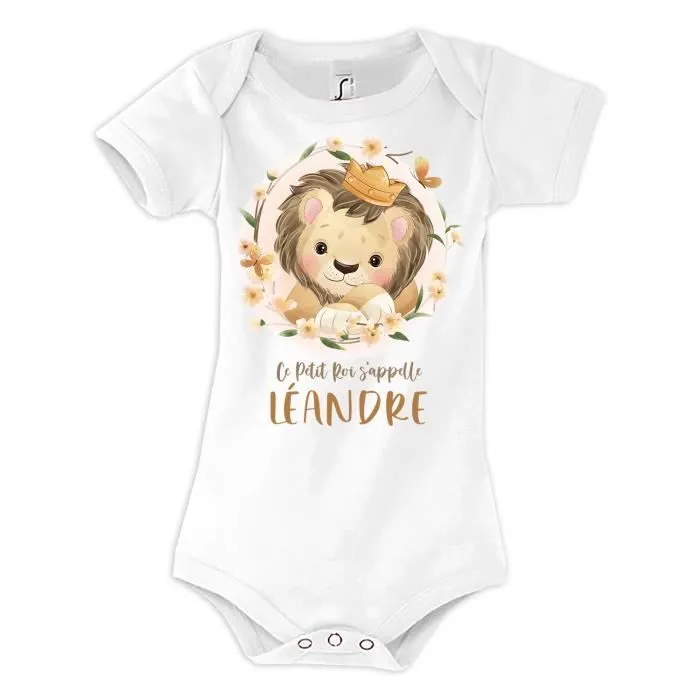 Body bébé Lion Roi - Léandre - Blanc - Garçon-0