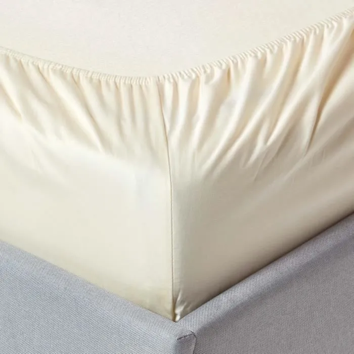 Drap-housse Crème 100% coton BIO 400 fils 150 x 200 cm-1