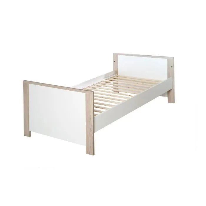 Lit Bébé Olaf 70x140 cm - ROBA - Transformable en lit junior - Tiroir de rangement - Bois Blanc / Effet Bois-2