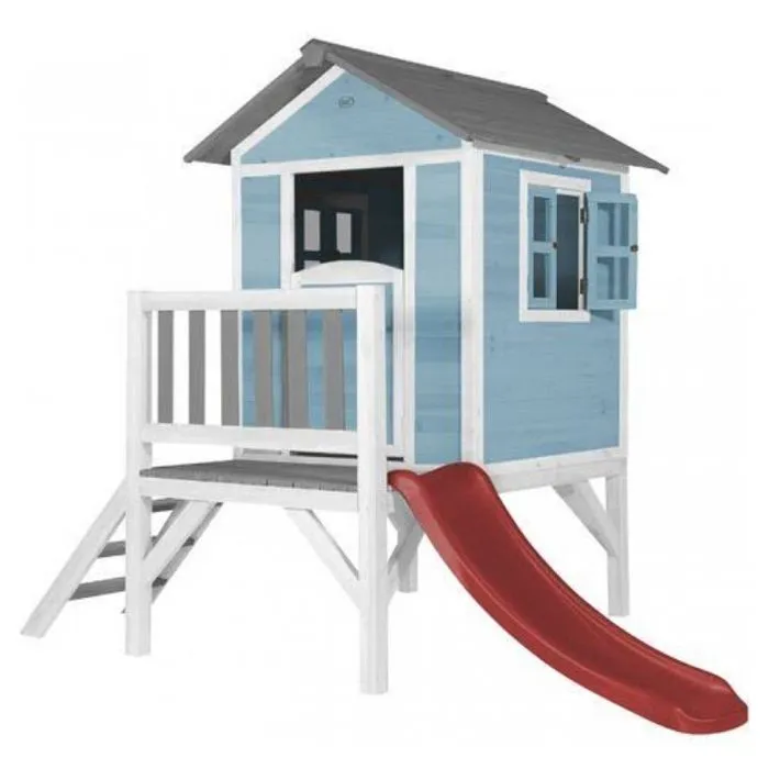Maison de jeux en bois pour enfants avec toboggan - AXI - Lodge XL - Couleur Bleu - Age à partir de 3 ans-2