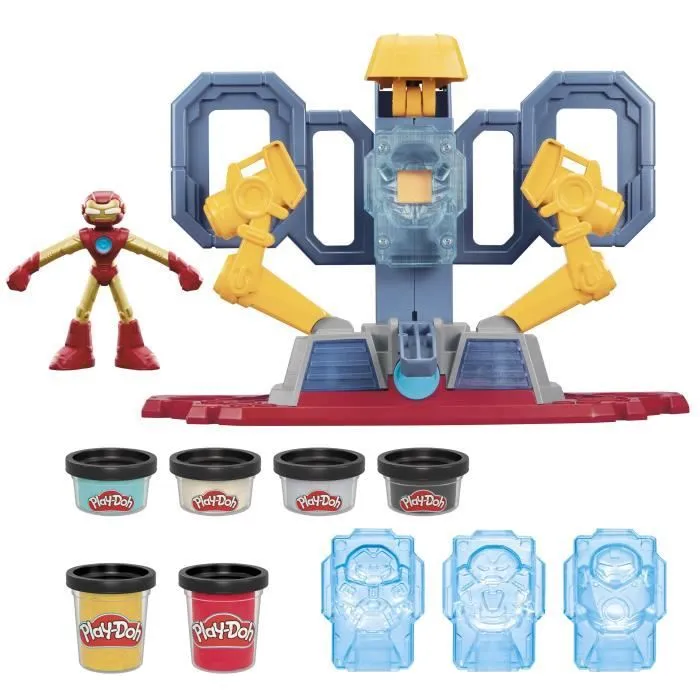 Play-Doh Iron Man Fabrique d'armures, coffret avec figurine Iron Man et pâte à modeler, dès 4 ans, Marvel-1
