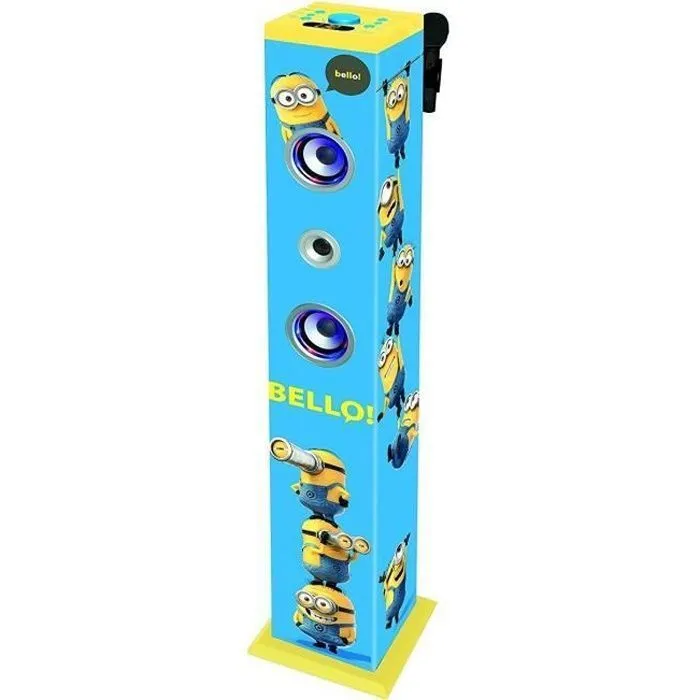 Puissante Enceinte Lumineuse Bluetooth® format tour avec micro et fonction changement de voix Les Minions-1
