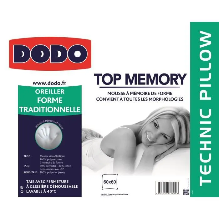 DODO Oreiller TOP MEMORY 60x60cm-1