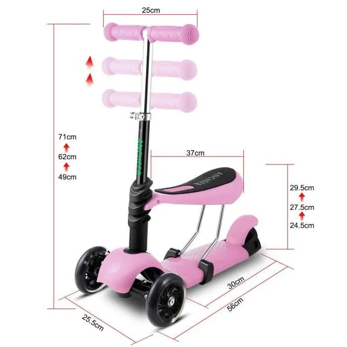 Trottinette Enfant Pliable 3 roues ANCHEER - Violet-3