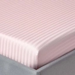Drap-housse rayé 90 x 190 cm 100% coton égyptien 330 fils coloris rose-0