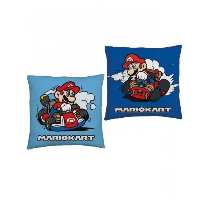Coussin - NINTENDO - Super Mario Kart - 40 x 40 cm - Bleu / Rouge - Design amusant-0