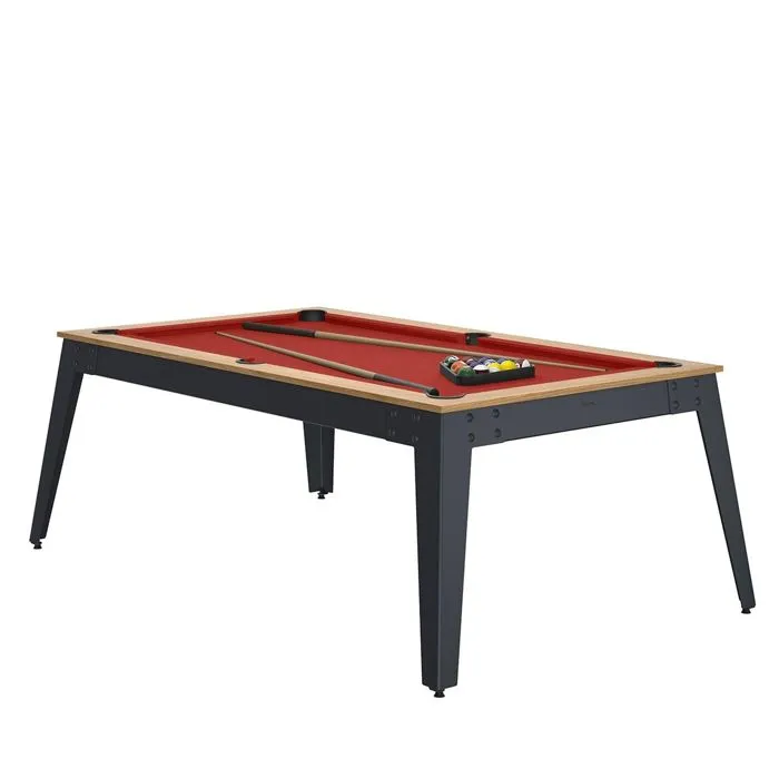 René Pierre - Table billard convertible René Pierre Steel Noyer Venice - Couleur du meuble:Noyer couleur des pieds :Gris couleur du-0