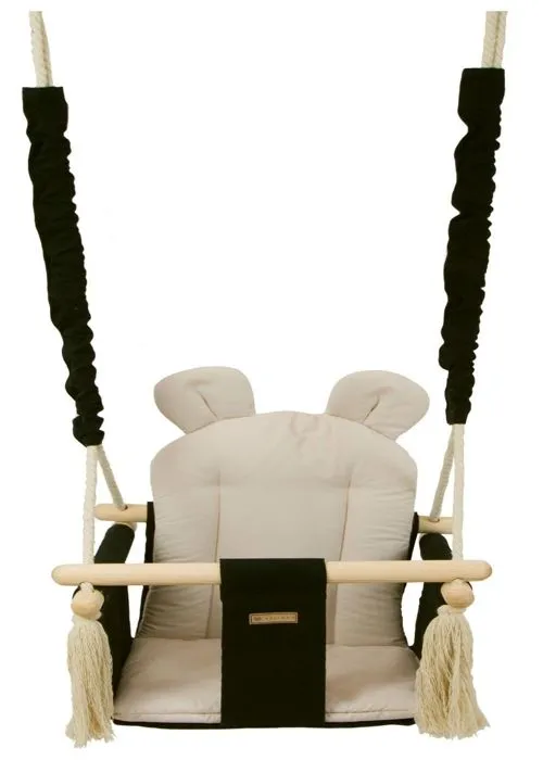 Balançoire bascule confortable pour enfants en bois coton terrasse jardin maison1-2