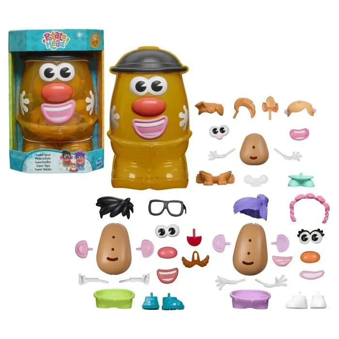 Potato Head Méga patate coffret avec 42 pièces dont une boîte de rangement, jouets préscolaires créatifs pour enfants, dès 2 ans-0