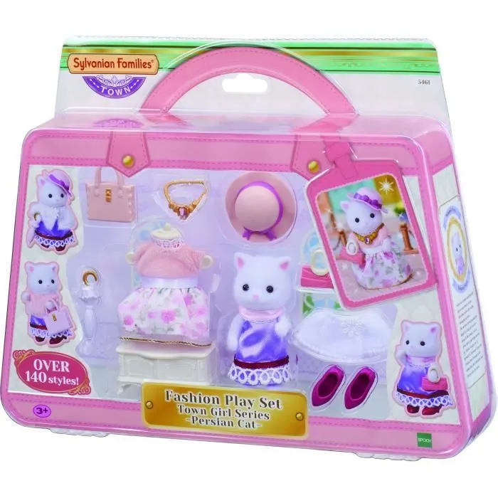 SYLVANIAN FAMILIES - 5461 - La valisette de mode et grande sœur chat persan - Le village-1