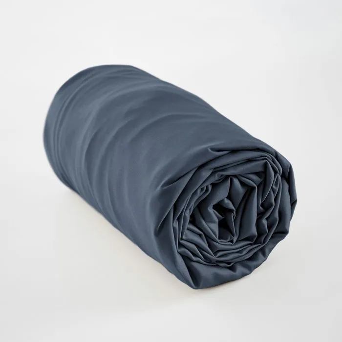 Drap housse 160 x 200 cm satin de bambou Salomé Bleu nuit-0