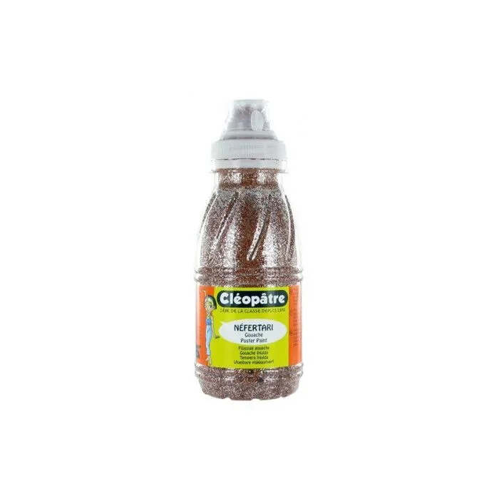 Peinture à l'eau pailletée - Cléopâtre - 250 ml - Terre de Sienne - Paillettes argentées - Nettoyage à l'eau-0
