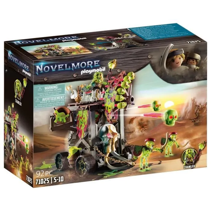 Tour d'attaque PLAYMOBIL Novelmore Sal'ahari Sands avec 3 squelettes, 1 catapulte et 1 roue mitrailleuse-0
