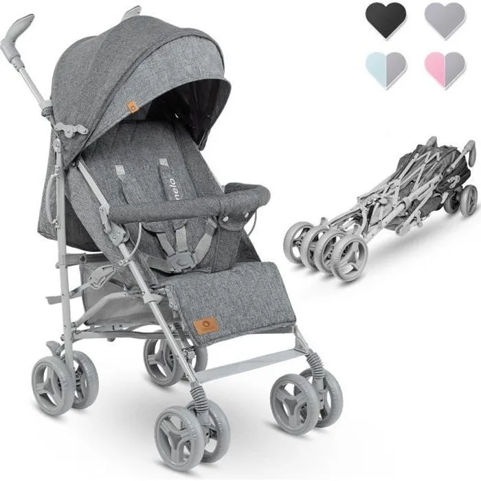 Poussette bébé canne compacte LIONELO Irma - De 6 à 36 mois - Ceinture 5 points de sécurité - Gris-0