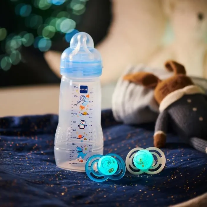 Biberon MAM Easy Active Dragon Bleu 330ml - À partir de 6 mois - Tétine douce et ergonomique-1