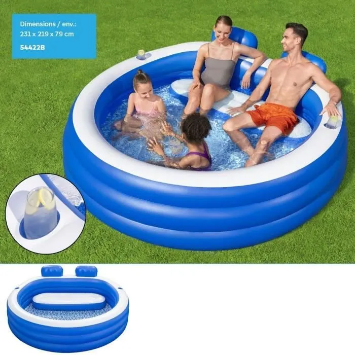 Piscine gonflable - Splash Paradise - Family - 231cm x 219cm - Sièges inclus - Pour enfants +6ans-0