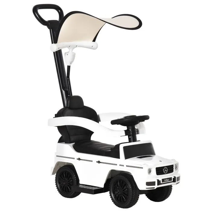 HOMCOM - voiture à pousser - PP - 85.5x40.5x95cm - blanc, noir-0