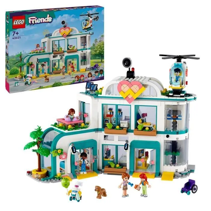 LEGO® 42621 Friends L’Hôpital de Heartlake City, Jouet avec Hélicoptère et Figurines incluant Autumn et un Chien-0