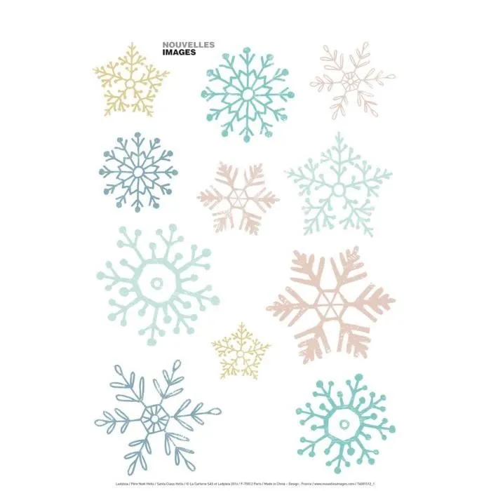 Stickers fenêtre - Non spécifié - Etoiles des neiges - Bleu pailleté - 24x36 cm - Repositionnable-1