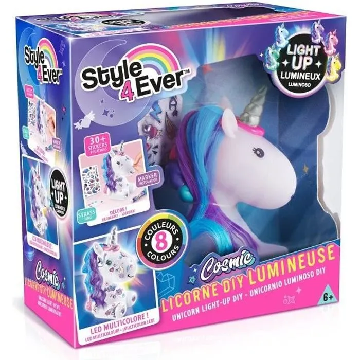 Figurine à décorer - Canal Toys - Licorne Cosmique DIY Lumineuse - Édition Collector - Stickers et Strass inclus-0