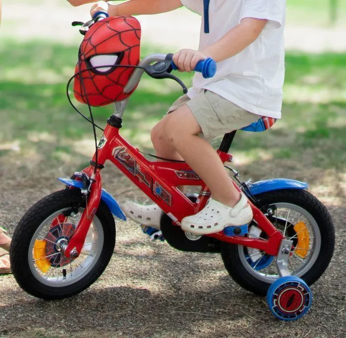 Vélo Enfant Spiderman - Roues 12" - Age 3 à 5 ans - 2 Freins - Stabilisateurs - Rouge et Bleu - Produit HUFFY-2