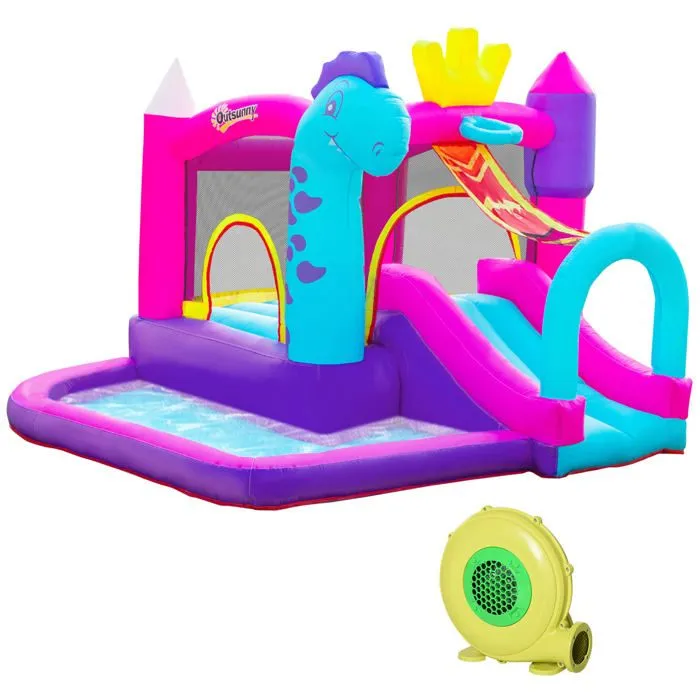 Château Gonflable avec Toboggan et Piscine - OUTSUNNY - Pour Enfants +3 Ans - Multicolore-0