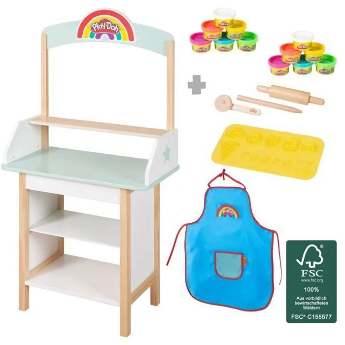 Marchande de Glace ROBA x Play-Doh avec 12 Pots de Pâte à Modeler + Tablier et Accessoires - Jouet Créatif pour Enfant dès 3 Ans-0