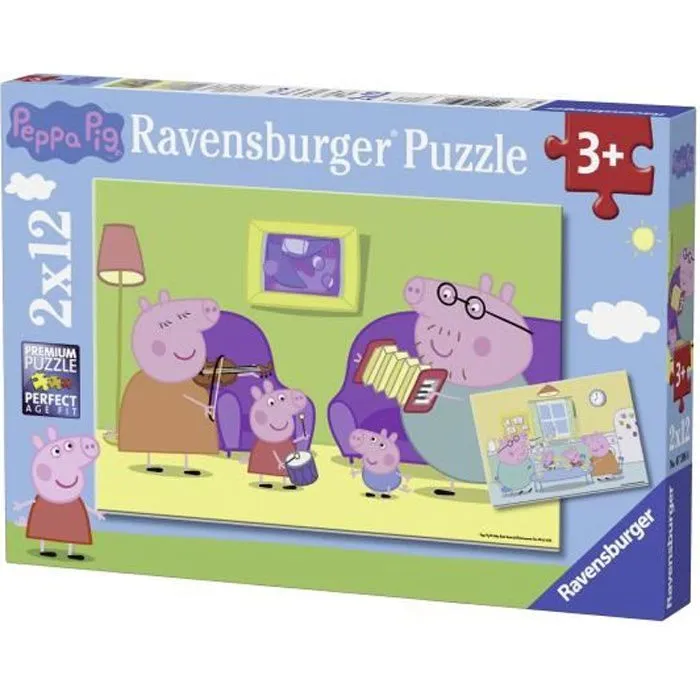 Puzzle Peppa Pig 2x12 pièces - Ravensburger - Lot de puzzles enfant - Dès 3 ans-0