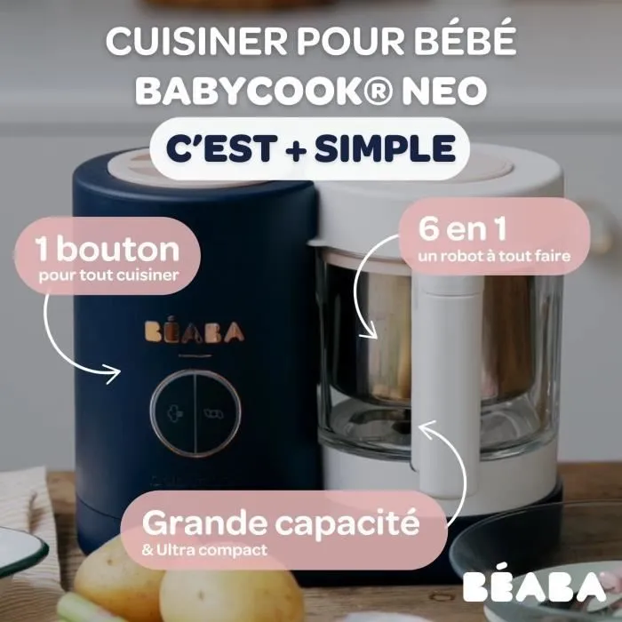 BEABA, Babycook Néo Robot Cuiseur Bébé 6 en 1, Made in France, Bleu Nuit-7