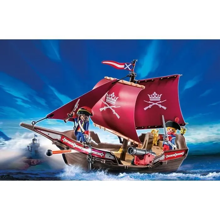 PLAYMOBIL - Pirates - Chaloupe des Soldats 6681 avec 2 soldats et de nombreux accessoires-1
