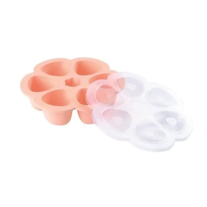 BEABA Multiportions en silicone de qualité premium, résistance thermique, couvercle hermétique, Fabriqué en Italie, 6x150 ml rose-4