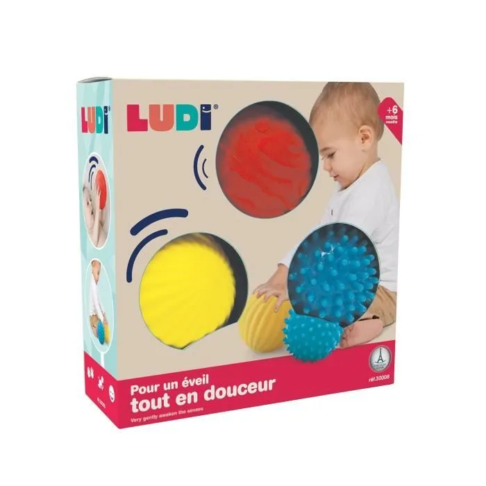 LUDI - Coffret de 3 balles sensorielles souples et faciles à agripper pour bébé dès 6 mois-4
