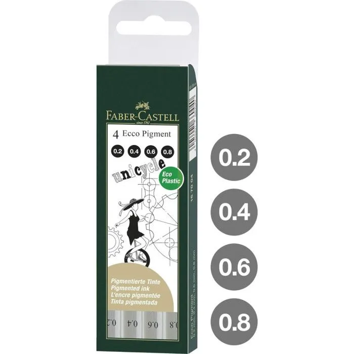 Feutre fin - Faber-Castell - ECCO PIGMENT - Noir - Pack de 4 - Pointe fine-2