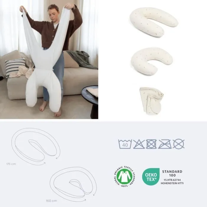 doomoo Coussin de Grossesse & d'Allaitement 2 en 1 Twisty - Ultra Confort - Remplissage Microbilles ultra-fines, Crème-2
