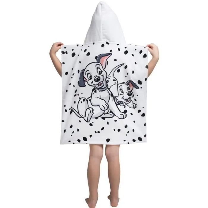 Serviette à Capuche Poncho - 101 Dalmatiens - Patch et Rolly - 100% Coton - Lavable en Machine - 50x115 cm-2
