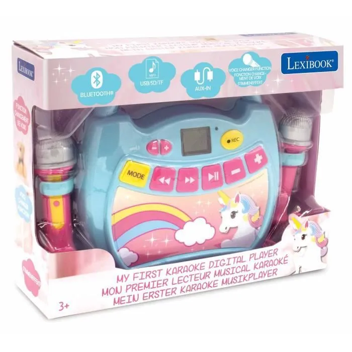 Lecteur Karaoké Licorne Sans Fil Portable avec 2 micros - LEXIBOOK - Modèle Licorne - Effet de voix - Rose-4
