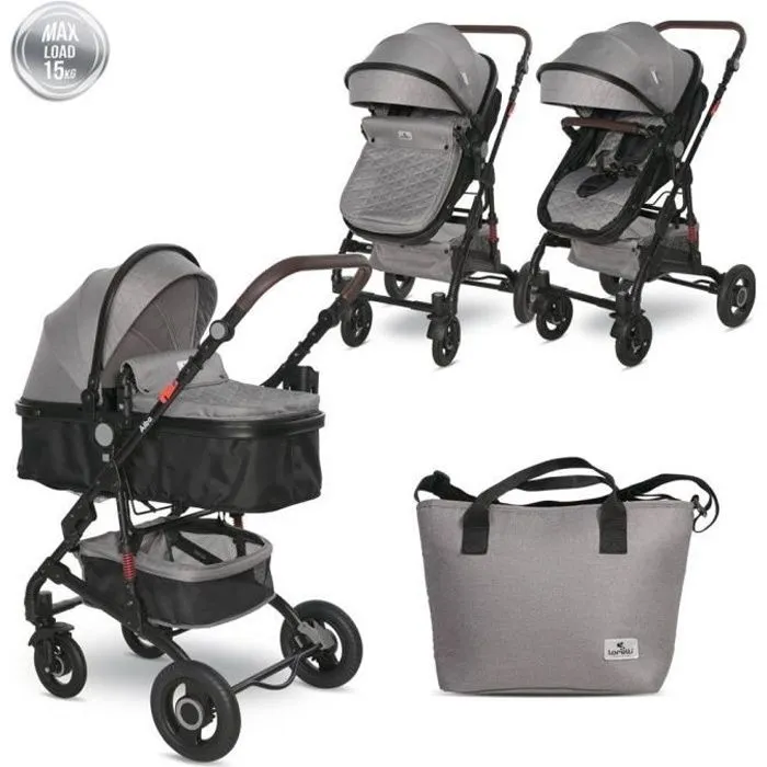 Poussette combinée transformable 2 en 1 Alba Lorelli - gris-0