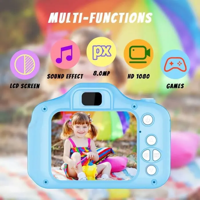 Appareil Photo pour Enfant - LAMZIEN - Kidizoom - 8MP/1080P - Carte TF 16 Go - Batterie - Bleu-1
