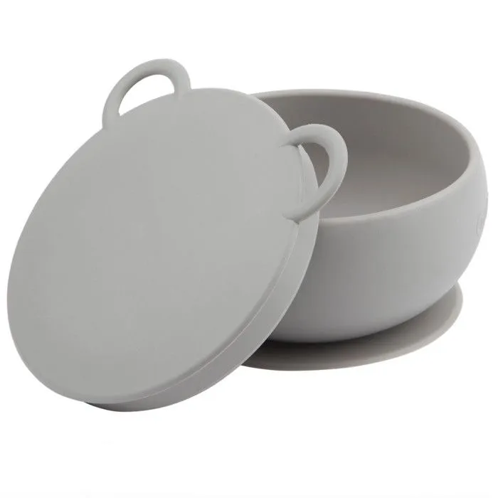 Bol bébé avec ventouse et couvercle en silicone-0