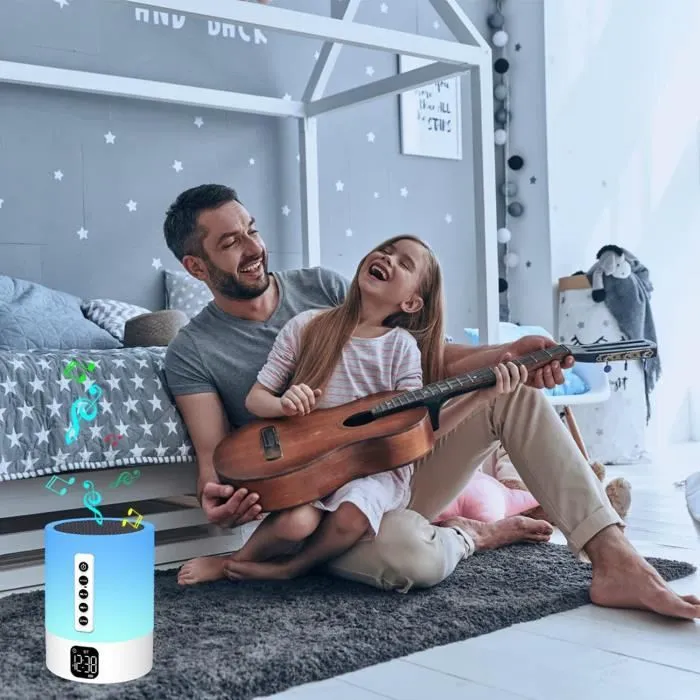 Enceinte Bluetooth Reveil Veilleuse avec Lampe de Chevet Tactile, Haut-Parleur Bluetooth Veilleuse Enfant Réveil Lumineux Idee-2