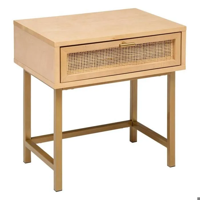 Tables de chevet "Rayo" en métal & bouleau 1 tiroir H50cm - Bois naturel - Atmosphera createur d'interieur-0