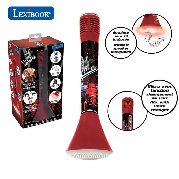 Micro Karaoké sans fil avec enceinte Bluetooth® intégrée, lumières et changement de voix The Voice-0