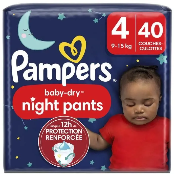Couches-Culottes PAMPERS Baby-Dry Night Pants Pour La Nuit Taille 4 9kg-15kg 40 pièces-0