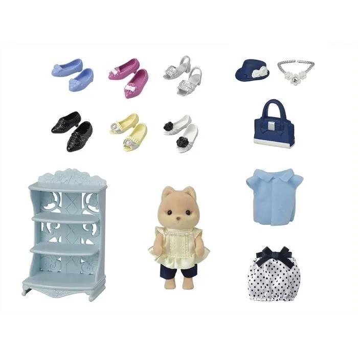 Figurines miniatures - SYLVANIAN FAMILIES - La valisette de mode et grande sœur Chien caramel-1