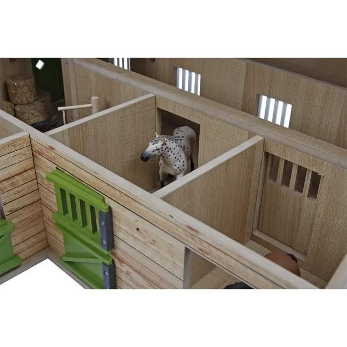 Ecurie miniature en bois pour chevaux - Kids Globe - Univers miniature - 4 boxes de rangement - échelle 1:24-2
