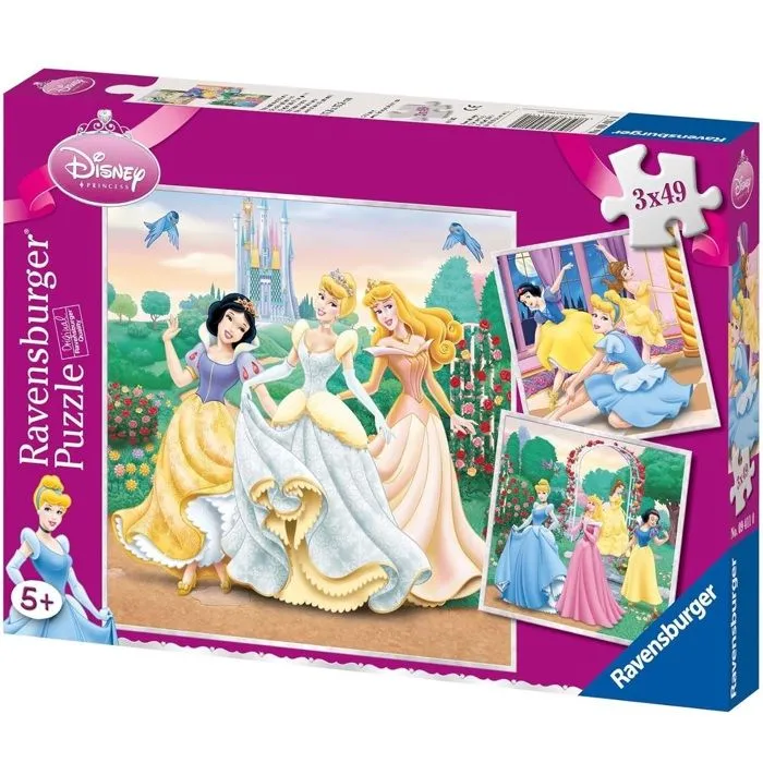 Puzzles 3x49 pièces Disney Princesses, Dès 5 ans, Ravensburger-1