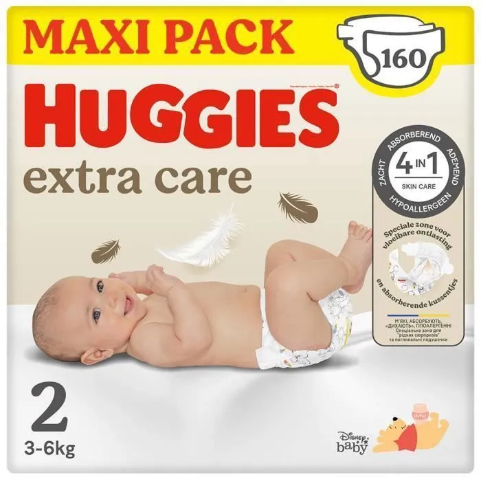 Huggies Extra Care Couches – Taille 2 (3-6 kg) – 144 Pièces-0