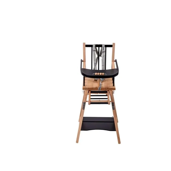 Combelle - Chaise haute bébé en bois Marcel bicolore noir - 57x95 cm-2